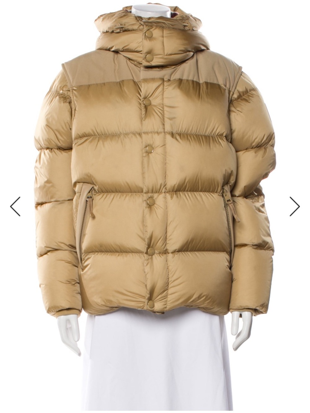 Burberry Neutrals Puffer Jacket/Vest with detachable Hood.
